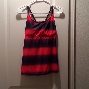 Pink and black bathing suit top